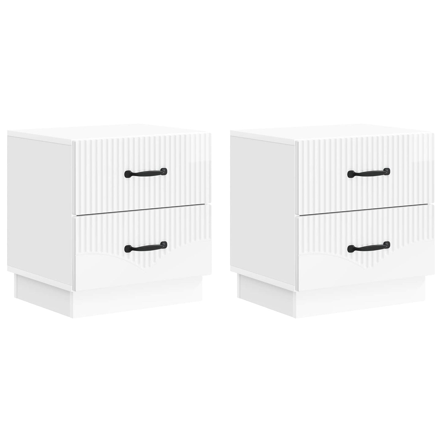 Noční Skříňka 2 Pcs Bílá S Vysokým Leskem 43 X 34,5 X 44,5 Cm