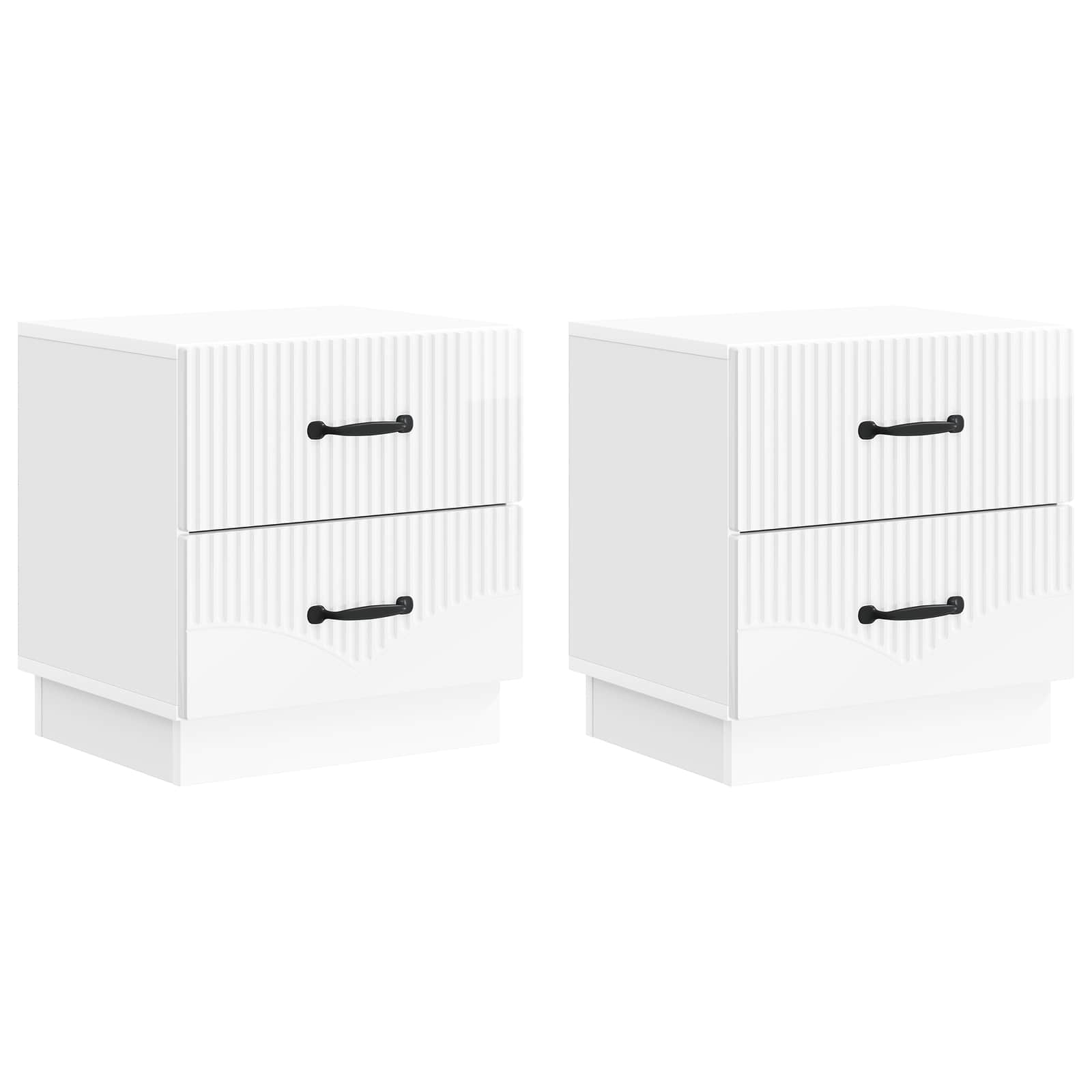 Noční Skříňka 2 Pcs Bílá S Vysokým Leskem 43 X 34,5 X 44,5 Cm