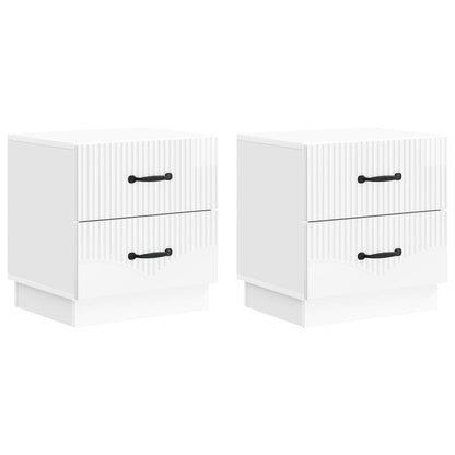 Noční Skříňka 2 Pcs Bílá S Vysokým Leskem 43 X 34,5 X 44,5 Cm