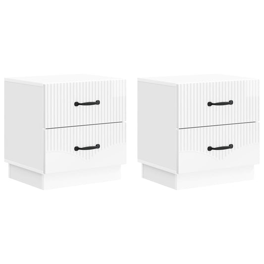 Noční Skříňka 2 Pcs Bílá S Vysokým Leskem 43 X 34,5 X 44,5 Cm