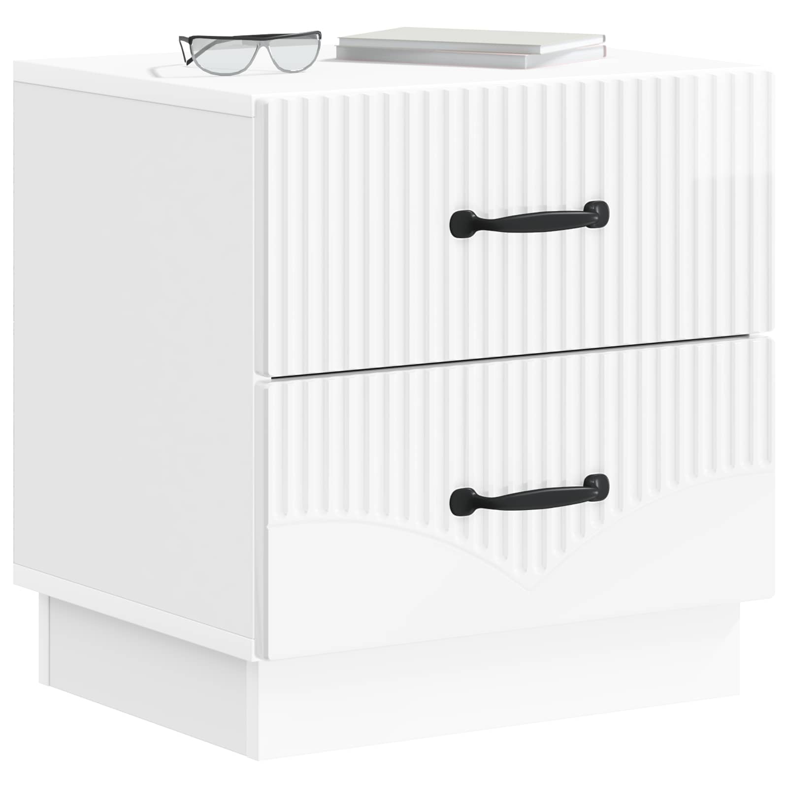 Noční Skříňka 2 Pcs Bílá S Vysokým Leskem 43 X 34,5 X 44,5 Cm