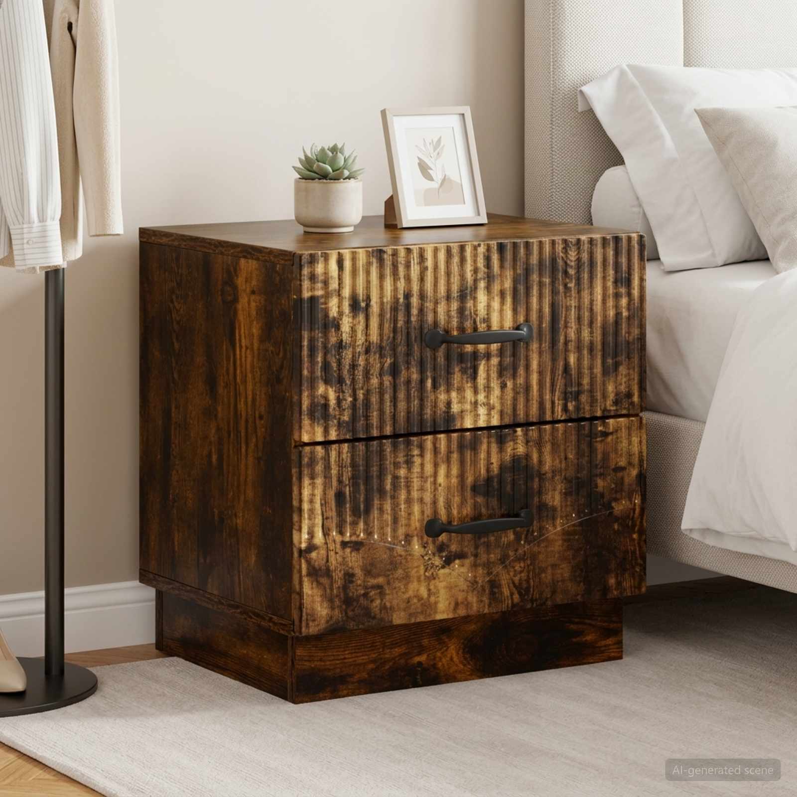 Noční Skříňka Se Zásuvkou 2 Pcs Kouřový Dub 43 X 34,5 X 44,5 Cm