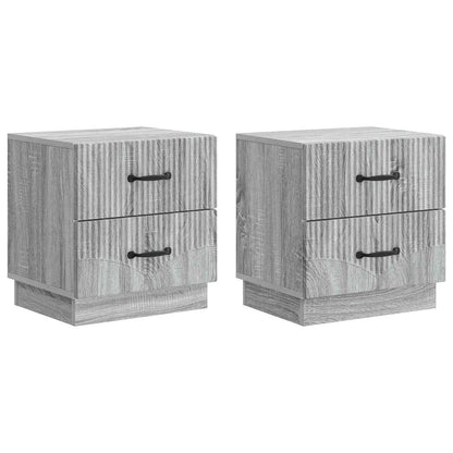 Noční Skříňka Se Zásuvkou 2 Pcs Šedá Sonoma 43 X 34,5 X 44,5 Cm