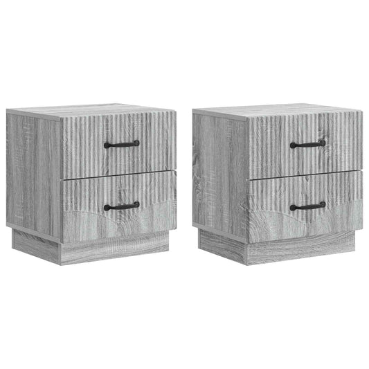Noční Skříňka Se Zásuvkou 2 Pcs Šedá Sonoma 43 X 34,5 X 44,5 Cm