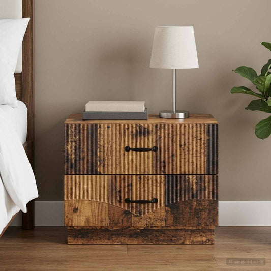 Noční Skříňka Staré Dřevo 62 X 34,5 X 44,5 Cm Kompozitní Dřevo