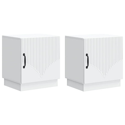 Noční Stolek 2 Pcs Bílá 43 X 34,5 X 47 Cm Kompozitní Dřevo