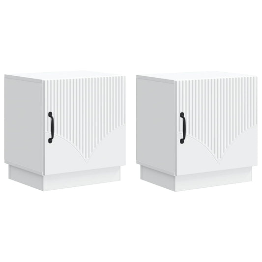Noční Stolek 2 Pcs Bílá 43 X 34,5 X 47 Cm Kompozitní Dřevo