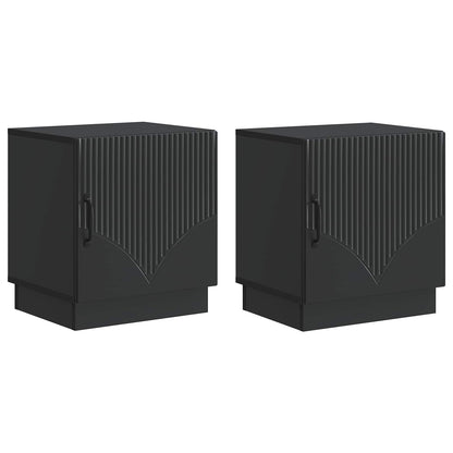 Noční Stolek 2 Pcs Černá 43 X 34,5 X 47 Cm Kompozitní Dřevo