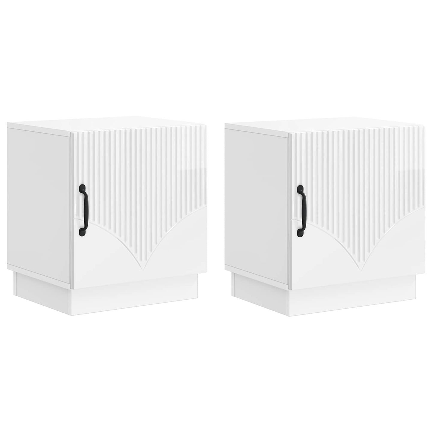 Noční Stolek 2 Pcs Bílá S Vysokým Leskem 43 X 34,5 X 47 Cm