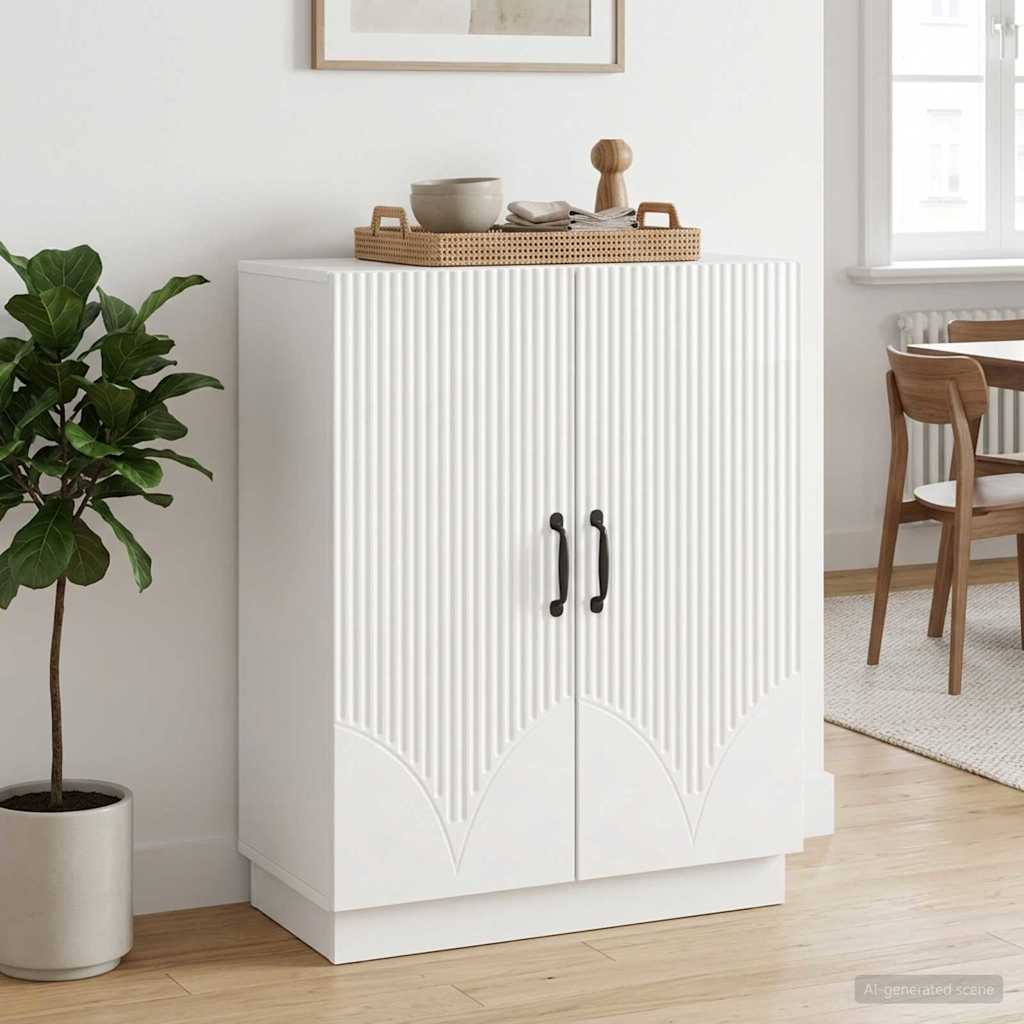 Servírovací Skříň Bílá S Vysokým Leskem 66 X 34,5 X 87 Cm