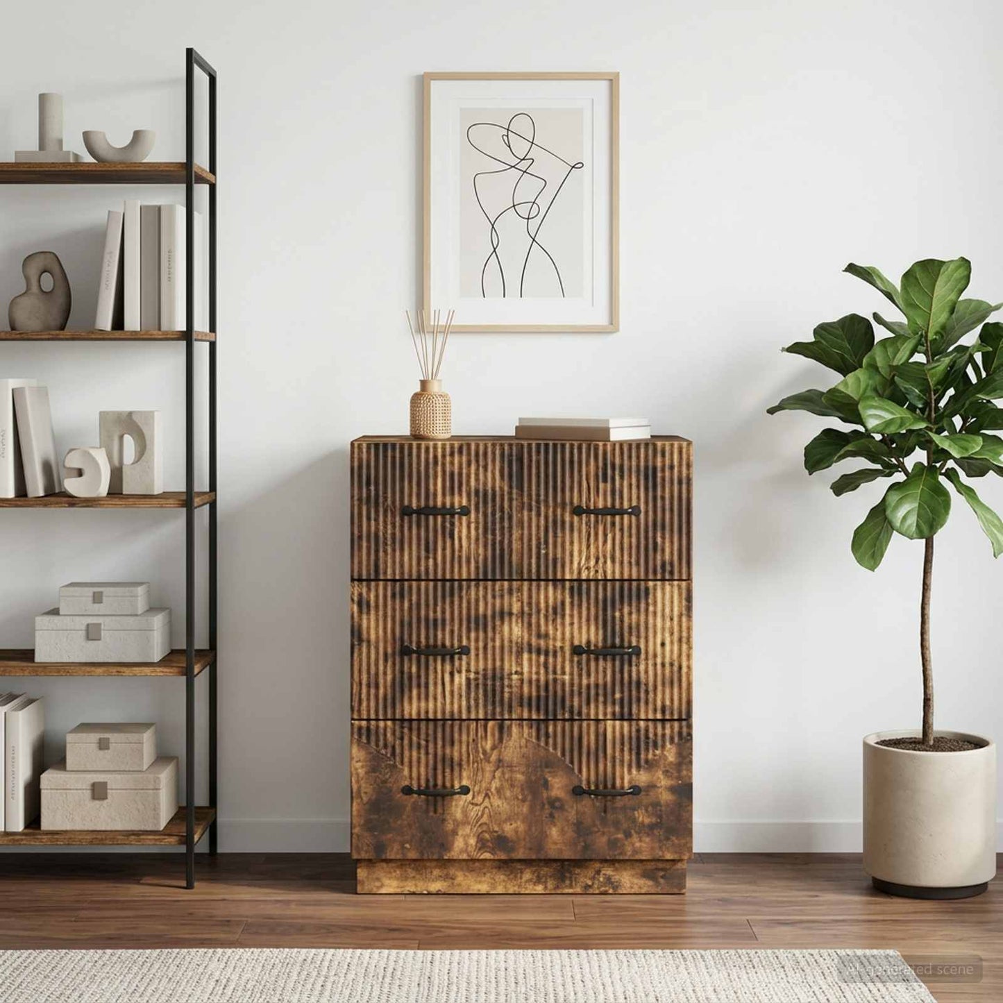 Skříň Se Zásuvkami Kouřový Dub 66 X 34,5 X 87 Cm