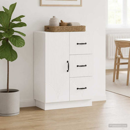 Servírovací Skříň Bílá S Vysokým Leskem 66 X 34,5 X 87 Cm