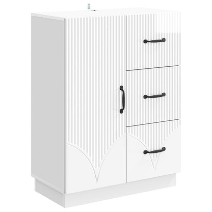 Servírovací Skříň Bílá S Vysokým Leskem 66 X 34,5 X 87 Cm