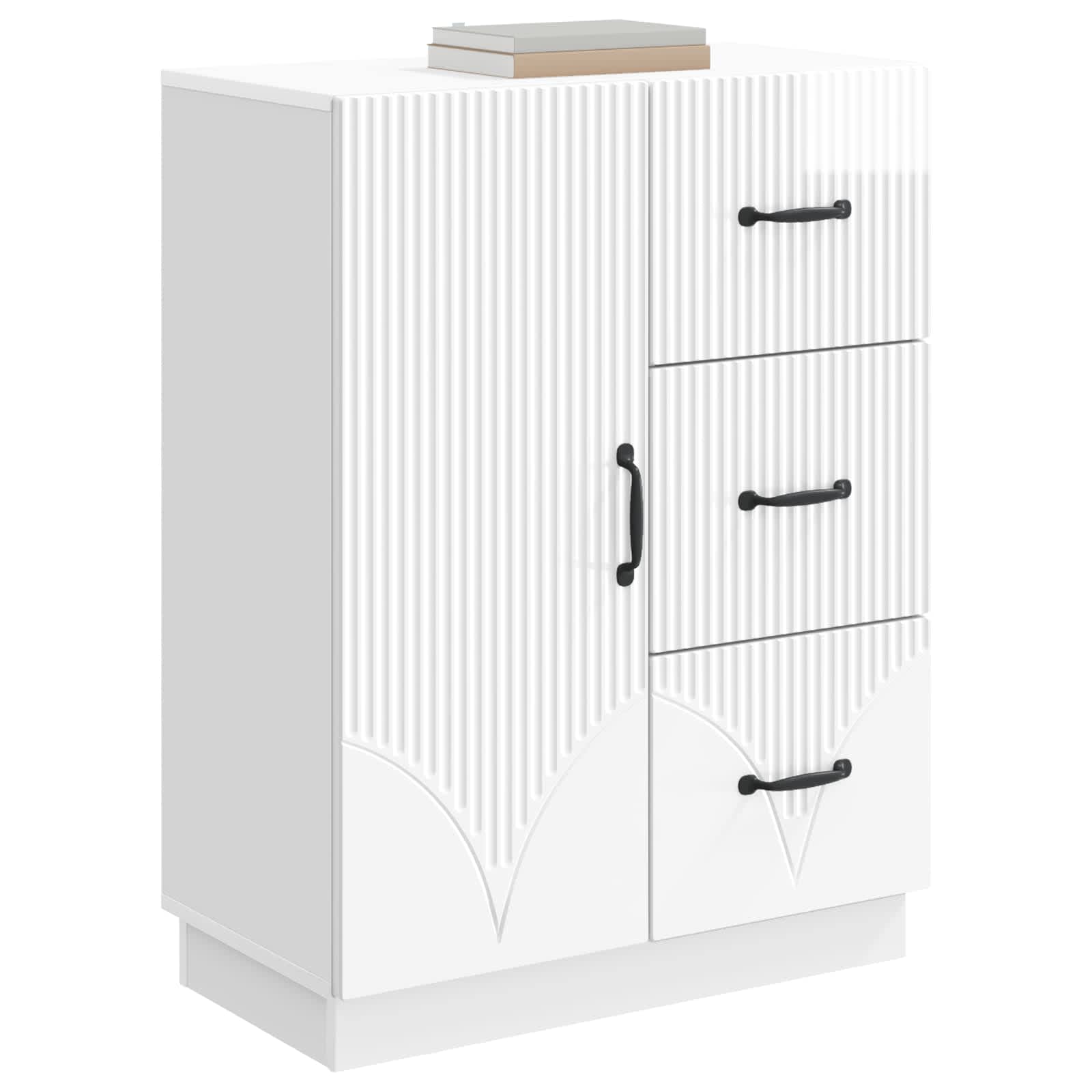 Servírovací Skříň Bílá S Vysokým Leskem 66 X 34,5 X 87 Cm