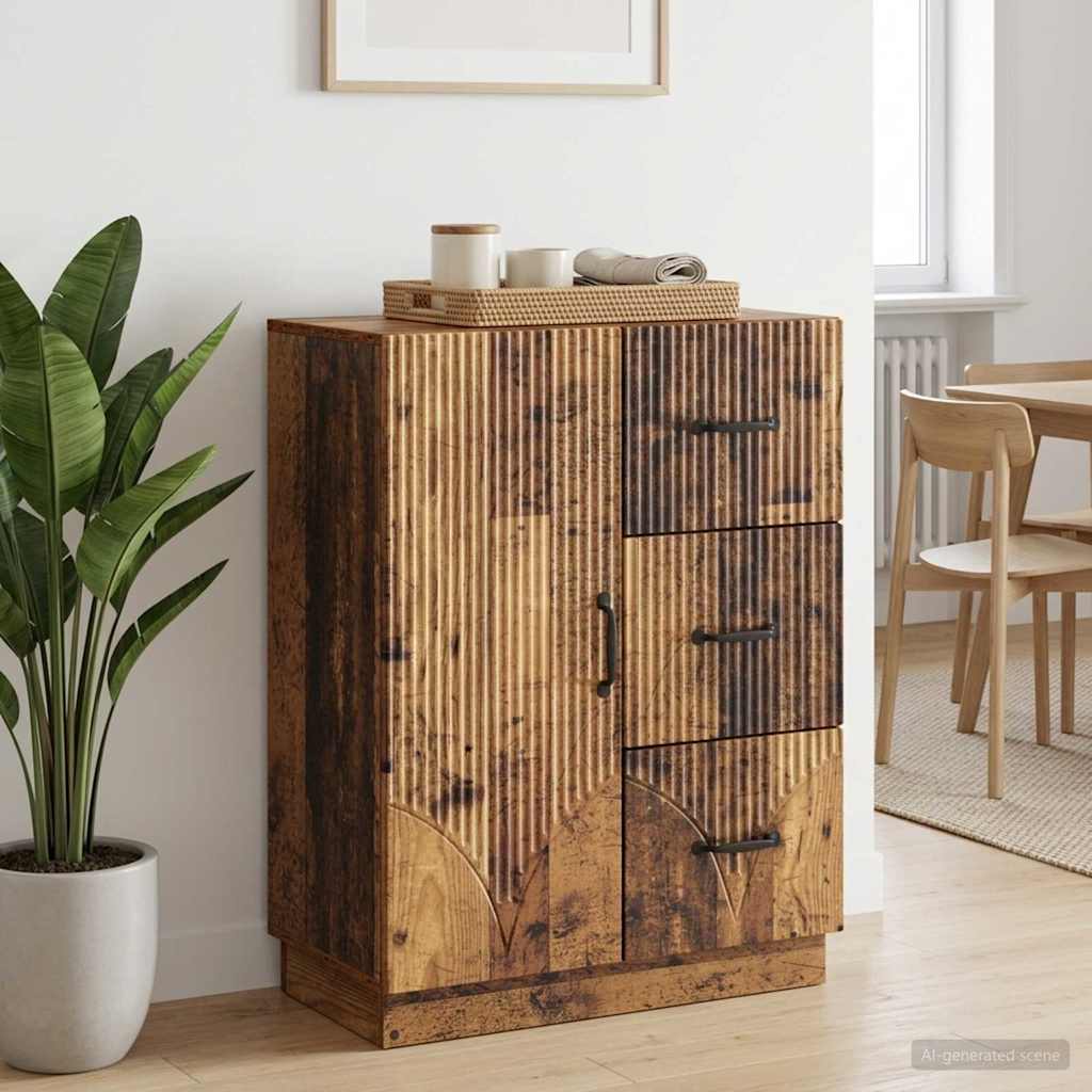 Servírovací Skříň Se Zásuvkou Staré Dřevo 66 X 34,5 X 87 Cm