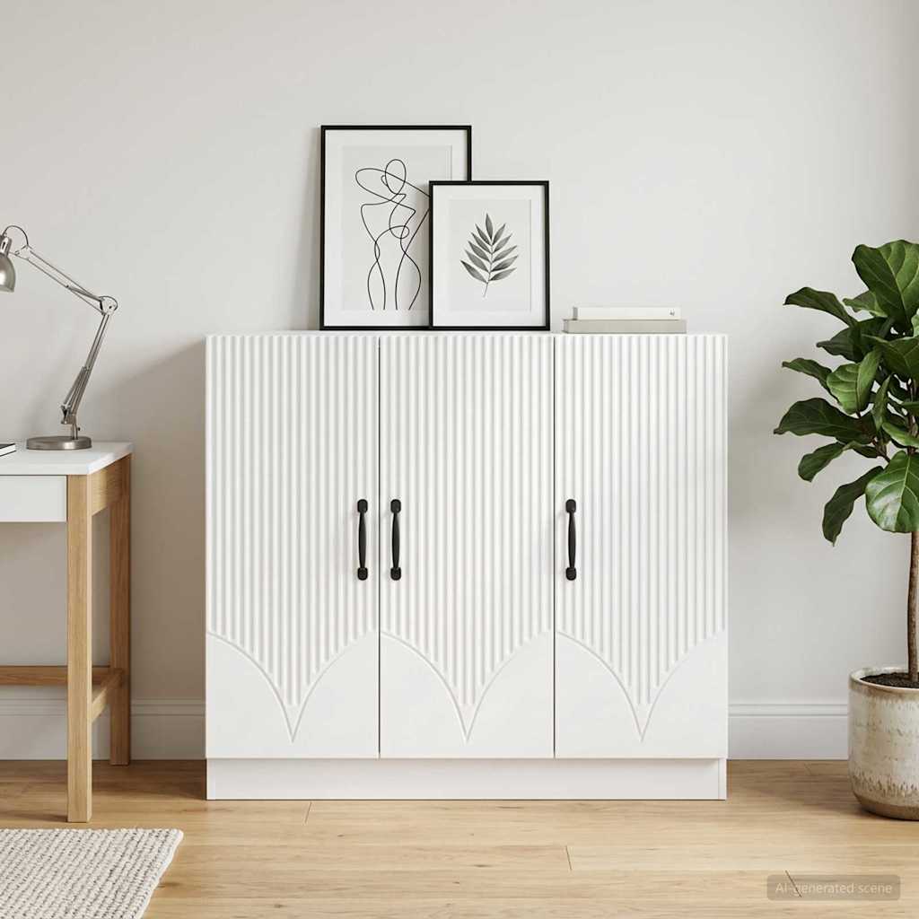 Servírovací Skříň Bílá 89 X 34,5 X 77 Cm Kompozitní Dřevo