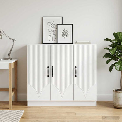 Servírovací Skříň Bílá 89 X 34,5 X 77 Cm Kompozitní Dřevo