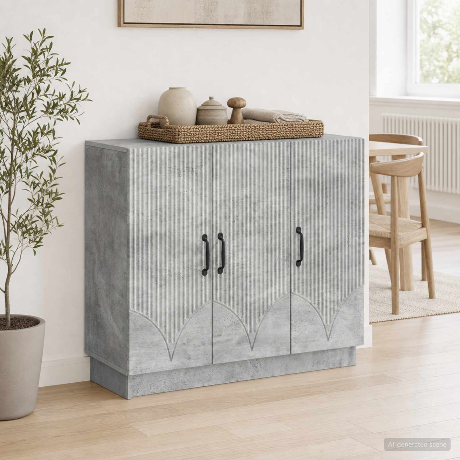 Servírovací Skříň Betonově Šedá 89 X 34,5 X 77 Cm