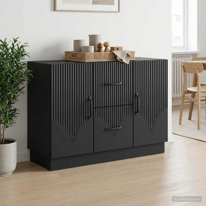 Servírovací Skříň Černá 89 X 34,5 X 57 Cm Kompozitní Dřevo