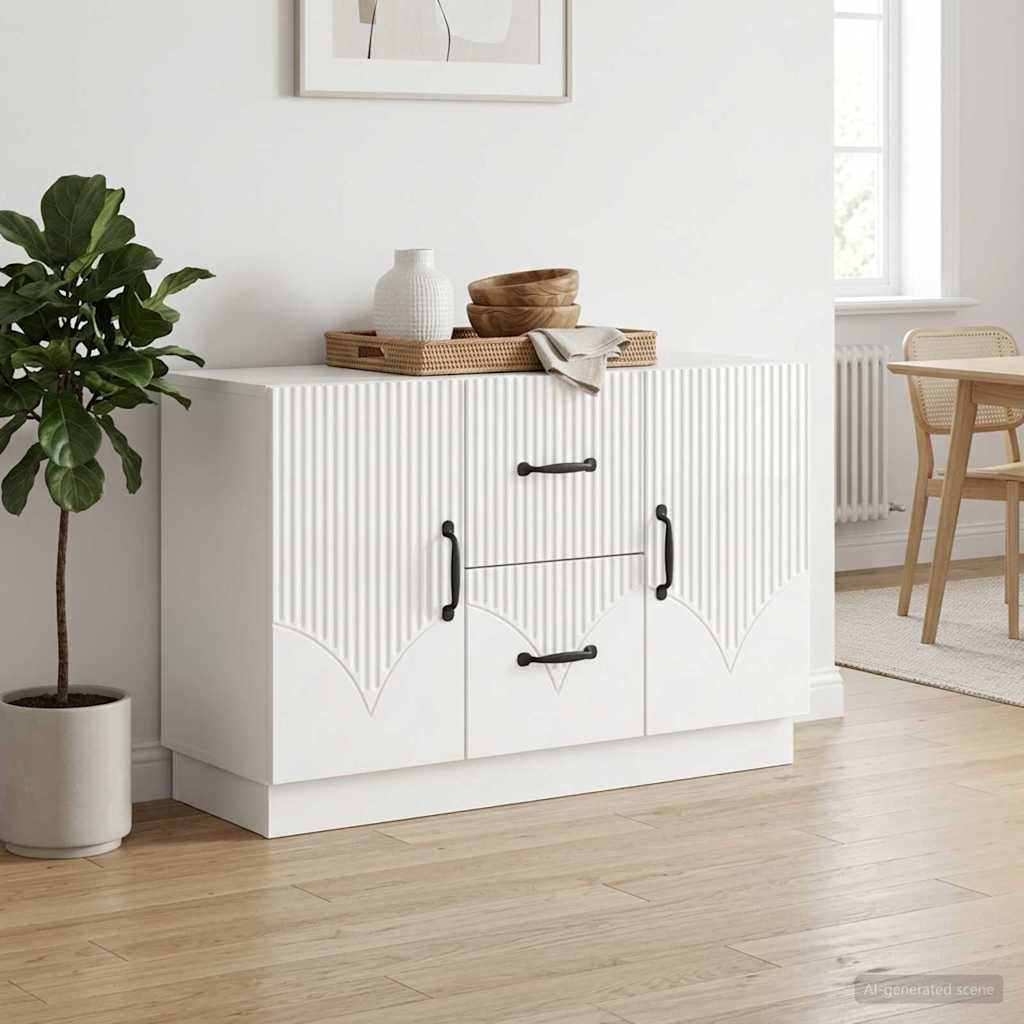 Servírovací Skříň Bílá S Vysokým Leskem 89 X 34,5 X 57 Cm