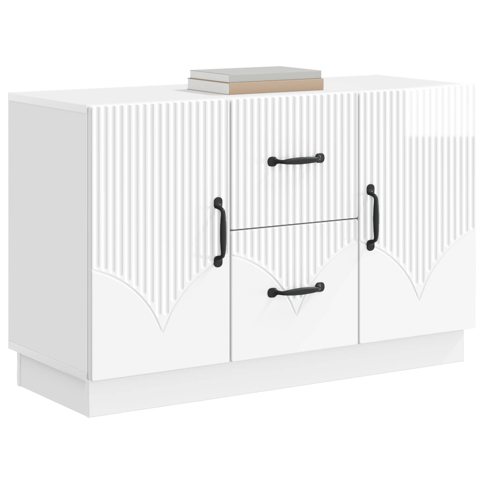 Servírovací Skříň Bílá S Vysokým Leskem 89 X 34,5 X 57 Cm