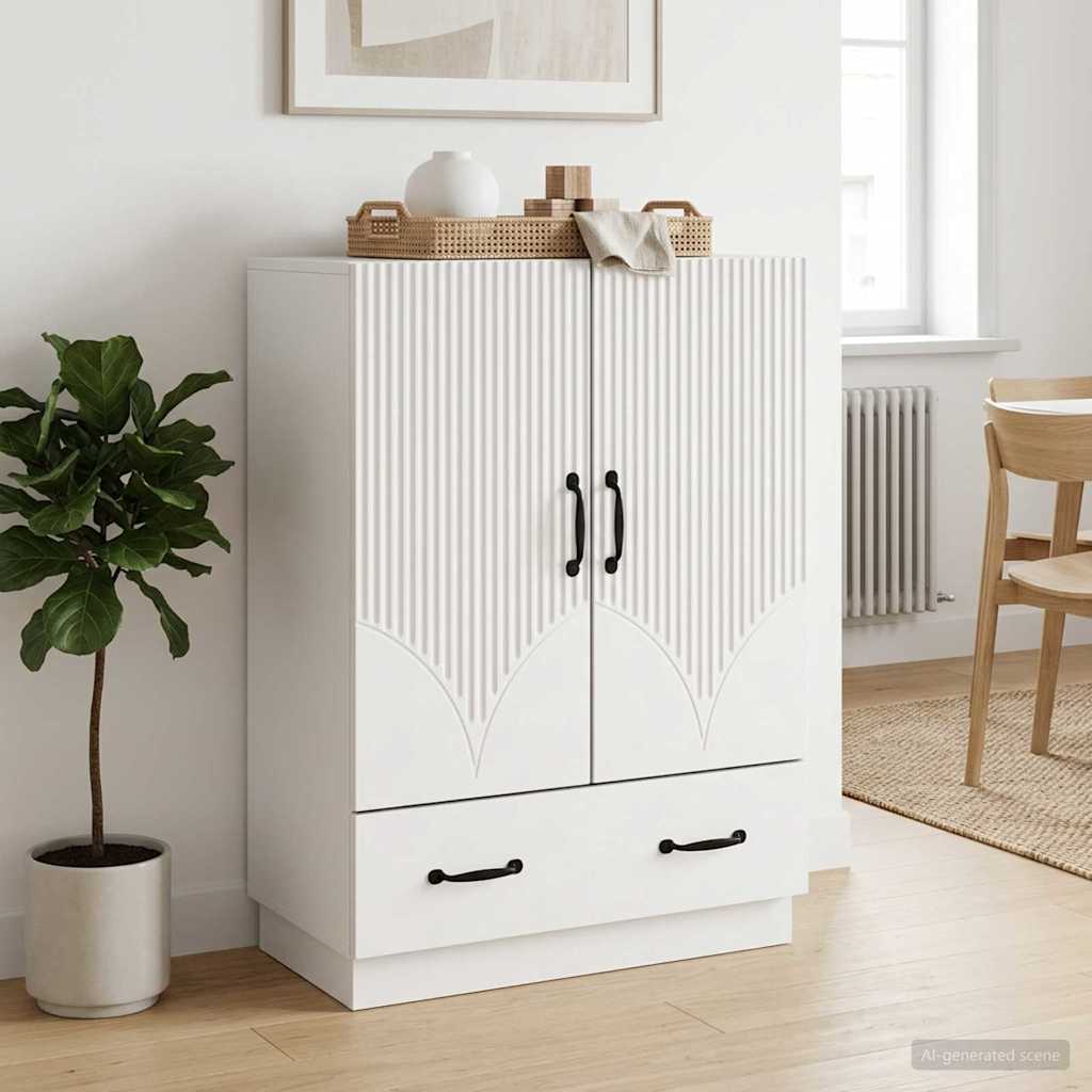 Servírovací Skříň Bílá 66 X 34,5 X 92 Cm Kompozitní Dřevo