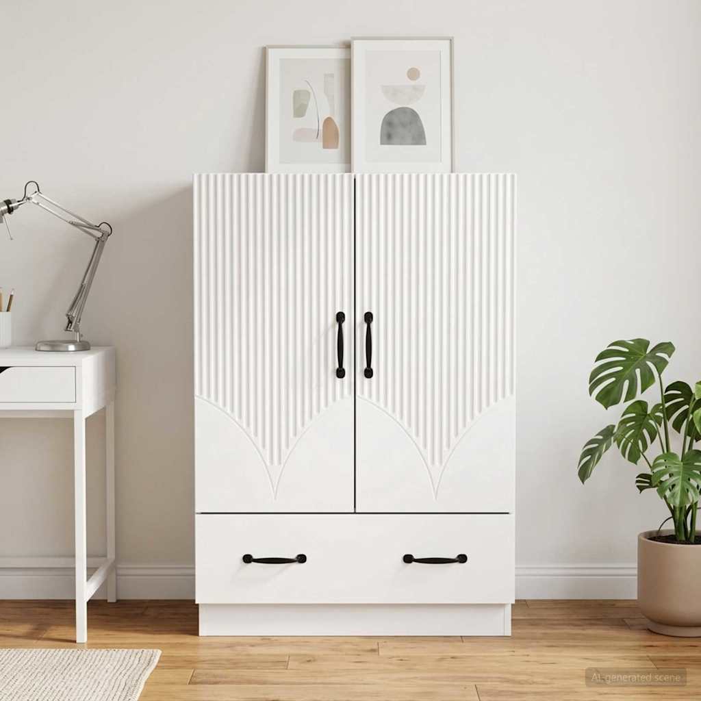 Servírovací Skříň Bílá 66 X 34,5 X 92 Cm Kompozitní Dřevo