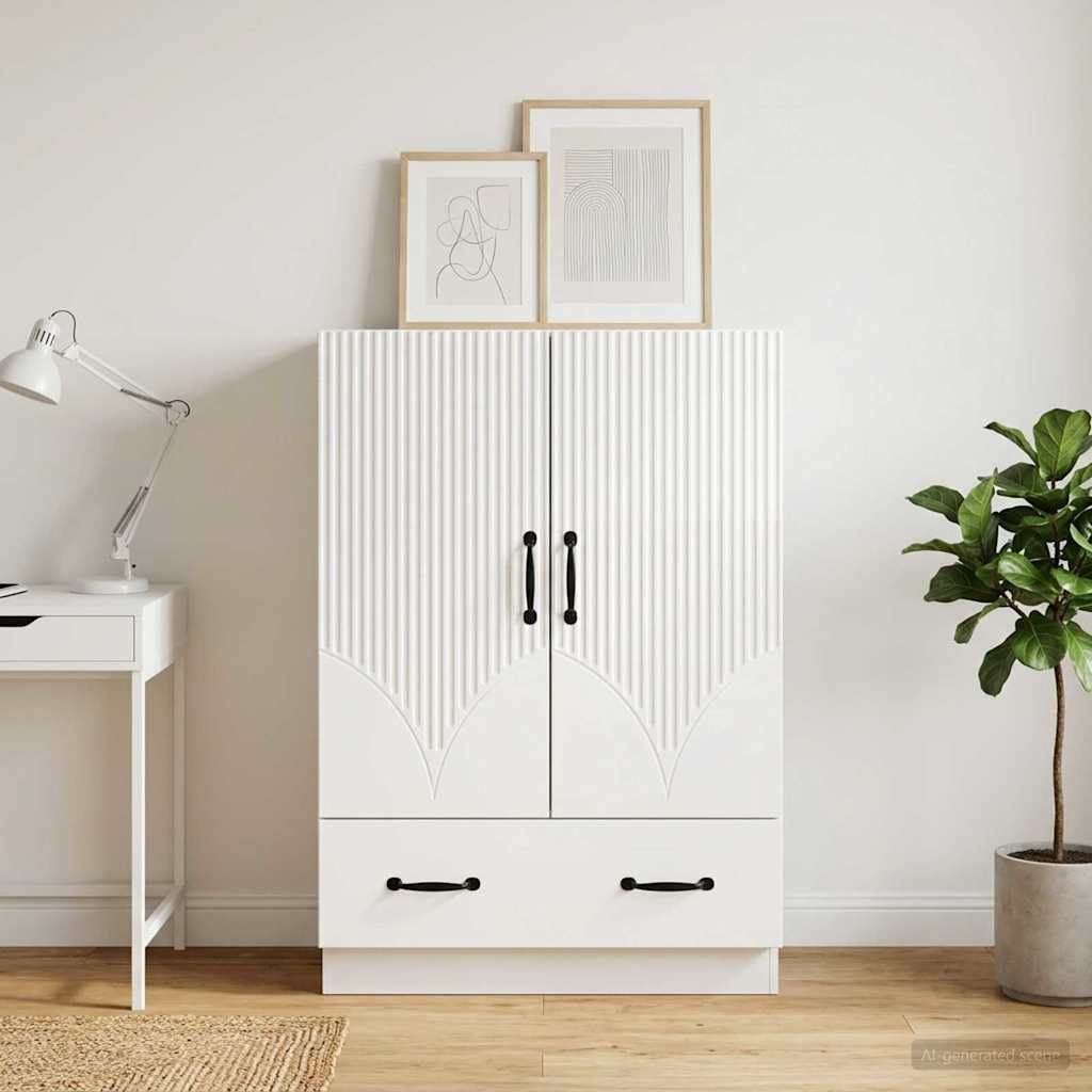 Servírovací Skříň Bílá S Vysokým Leskem 66 X 34,5 X 92 Cm