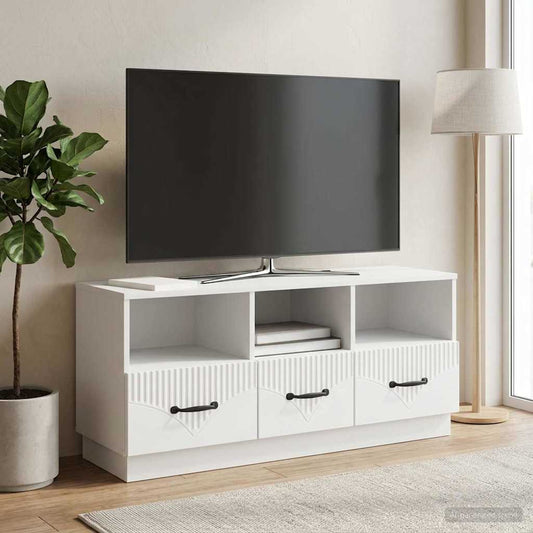 Televizní Skříň Bílá 102 X 34,5 X 47 Cm Kompozitní Dřevo