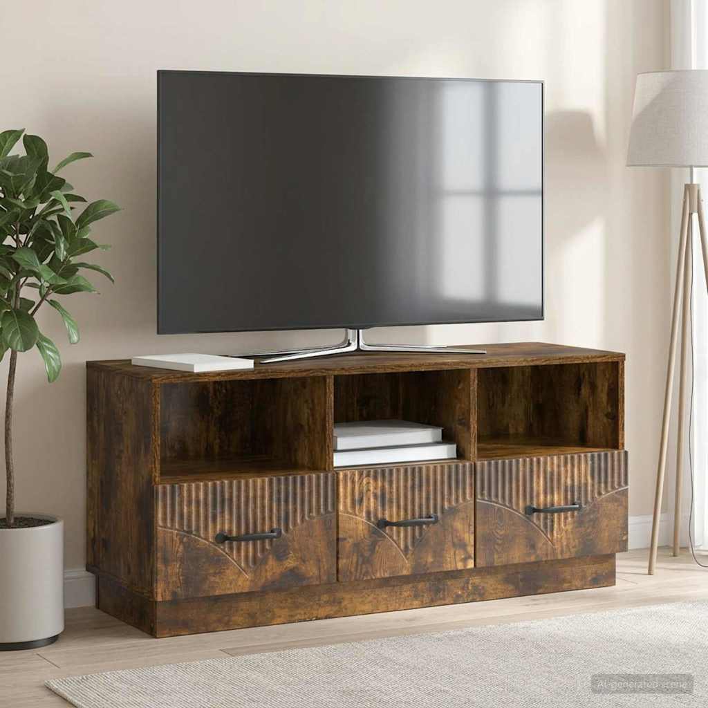 Televizní Skříň Kouřový Dub 102 X 34,5 X 47 Cm Kompozitní Dřevo