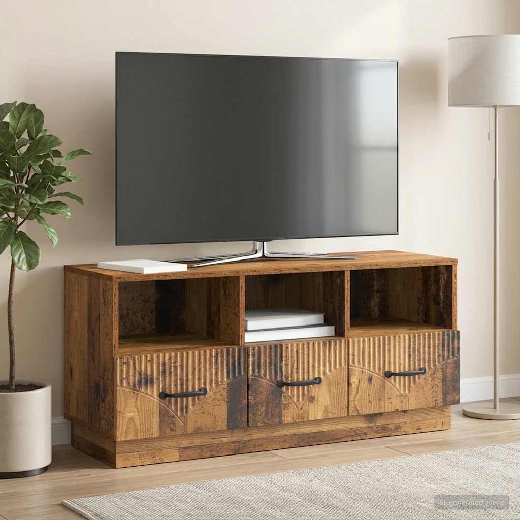 Televizní Skříň Staré Dřevo 102 X 34,5 X 47 Cm Kompozitní Dřevo