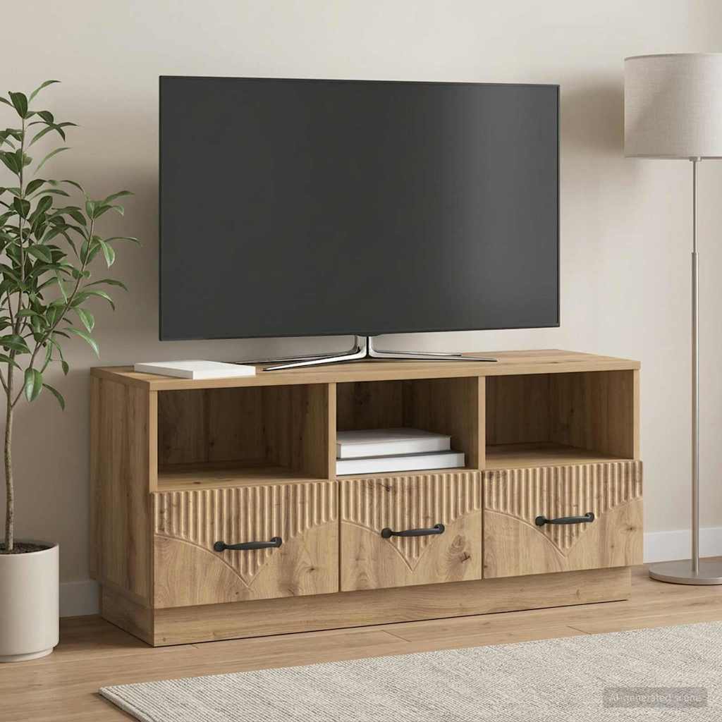 Televizní Skříň 102 X 34,5 X 47 Cm Dub Artisan Kompozitní Dřevo