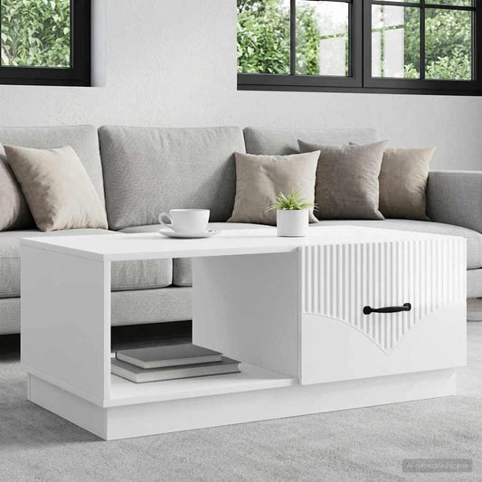 Konferenční Stolek Bílá S Vysokým Leskem 90 X 50 X 37 Cm