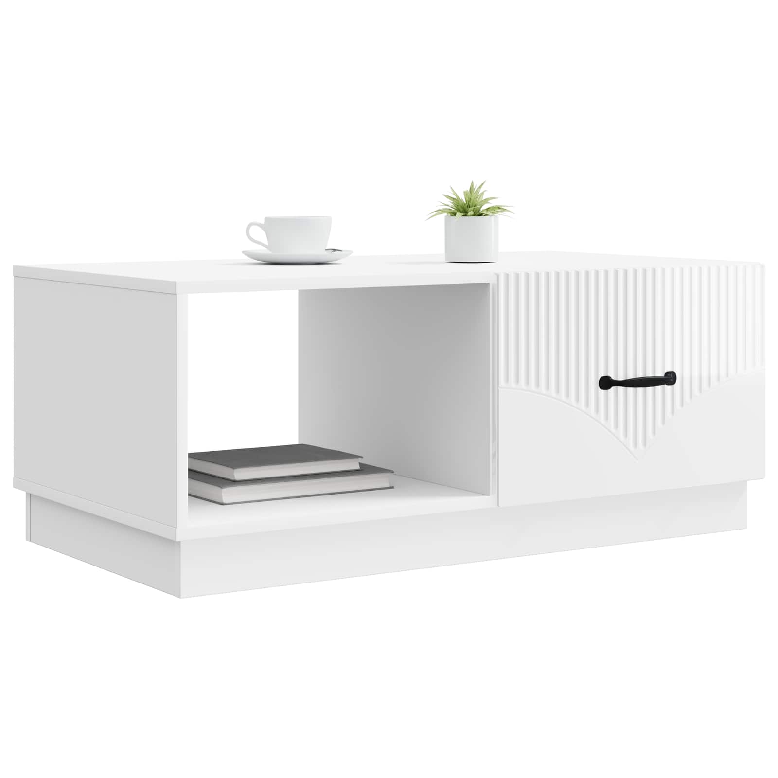 Konferenční Stolek Bílá S Vysokým Leskem 90 X 50 X 37 Cm