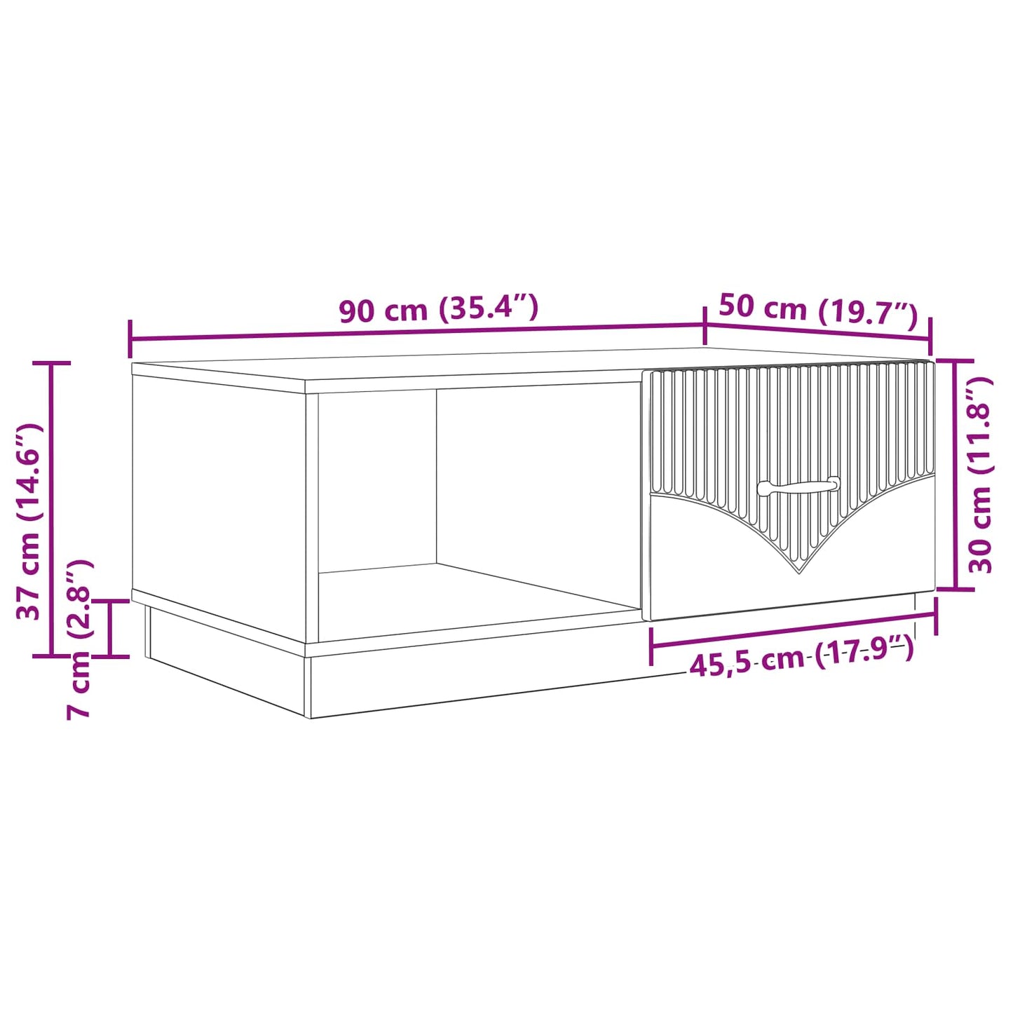 Konferenční Stolek Bílá S Vysokým Leskem 90 X 50 X 37 Cm