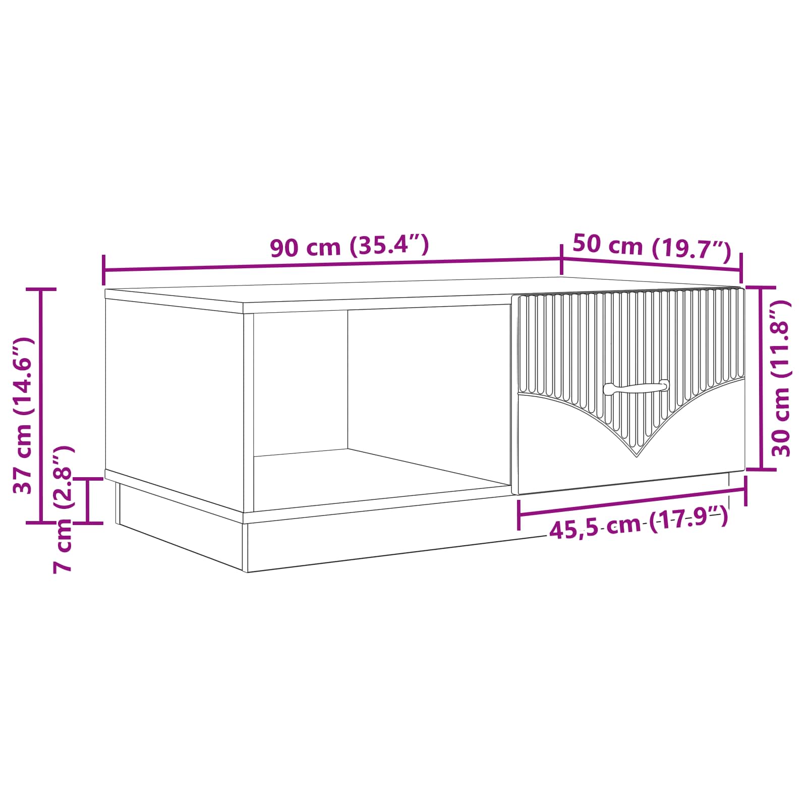 Konferenční Stolek Staré Dřevo 90 X 50 X 37 Cm Kompozitní Dřevo