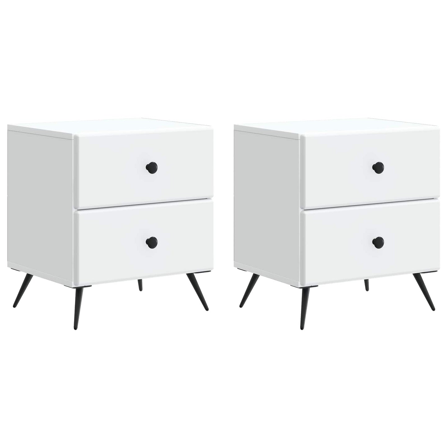 Noční Skříňka 2 Pcs Bílá 43 X 34,5 X 47,5 Cm Kompozitní Dřevo