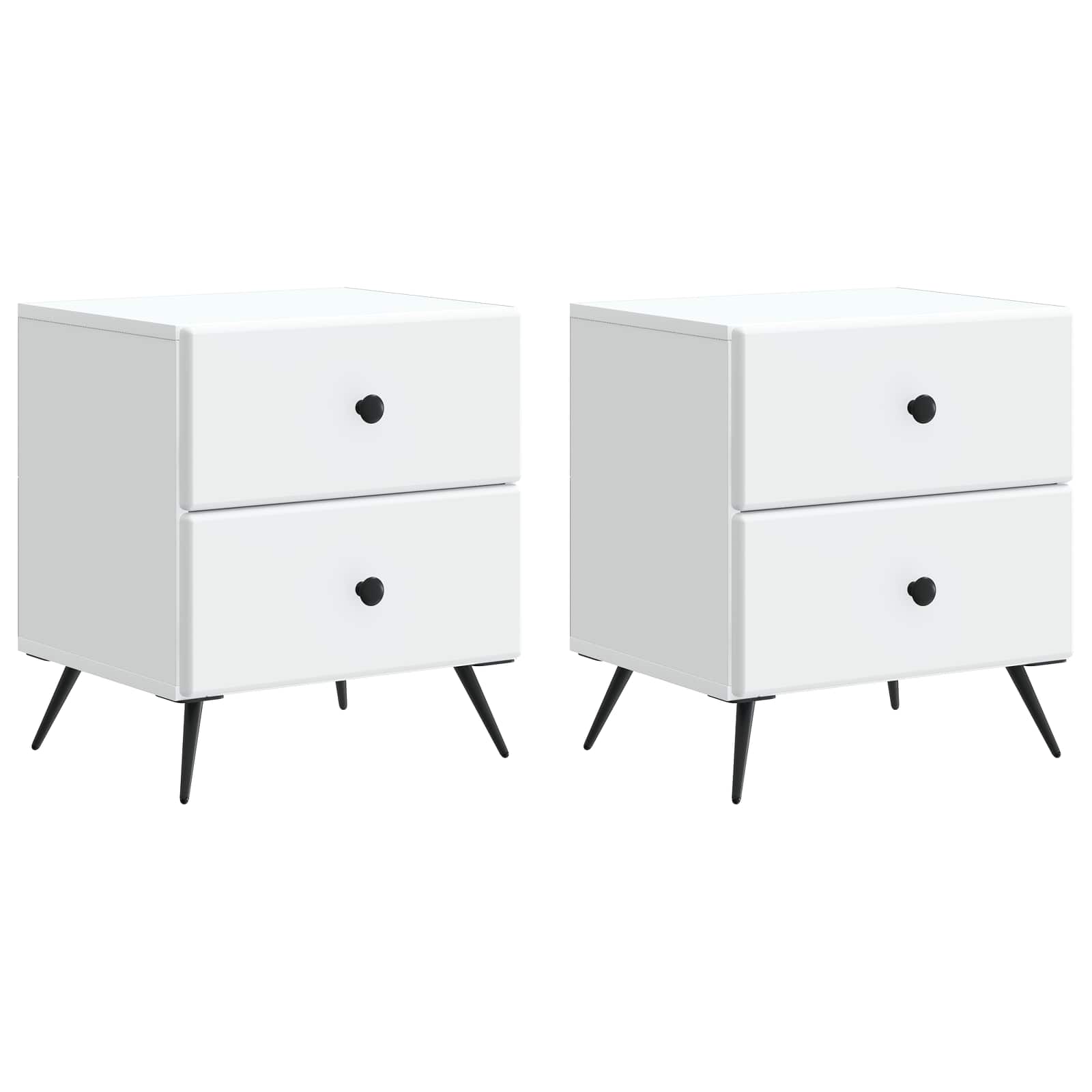 Noční Skříňka 2 Pcs Bílá 43 X 34,5 X 47,5 Cm Kompozitní Dřevo