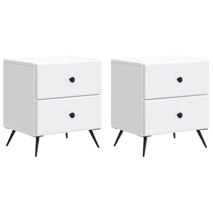 Noční Skříňka 2 Pcs Bílá 43 X 34,5 X 47,5 Cm Kompozitní Dřevo