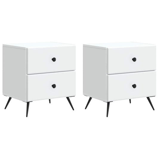 Noční Skříňka 2 Pcs Bílá 43 X 34,5 X 47,5 Cm Kompozitní Dřevo