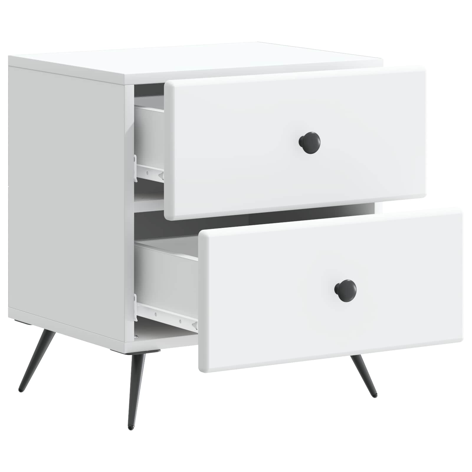 Noční Skříňka 2 Pcs Bílá 43 X 34,5 X 47,5 Cm Kompozitní Dřevo