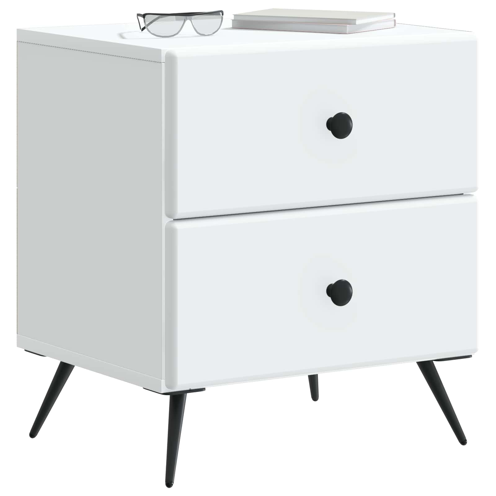Noční Skříňka 2 Pcs Bílá 43 X 34,5 X 47,5 Cm Kompozitní Dřevo