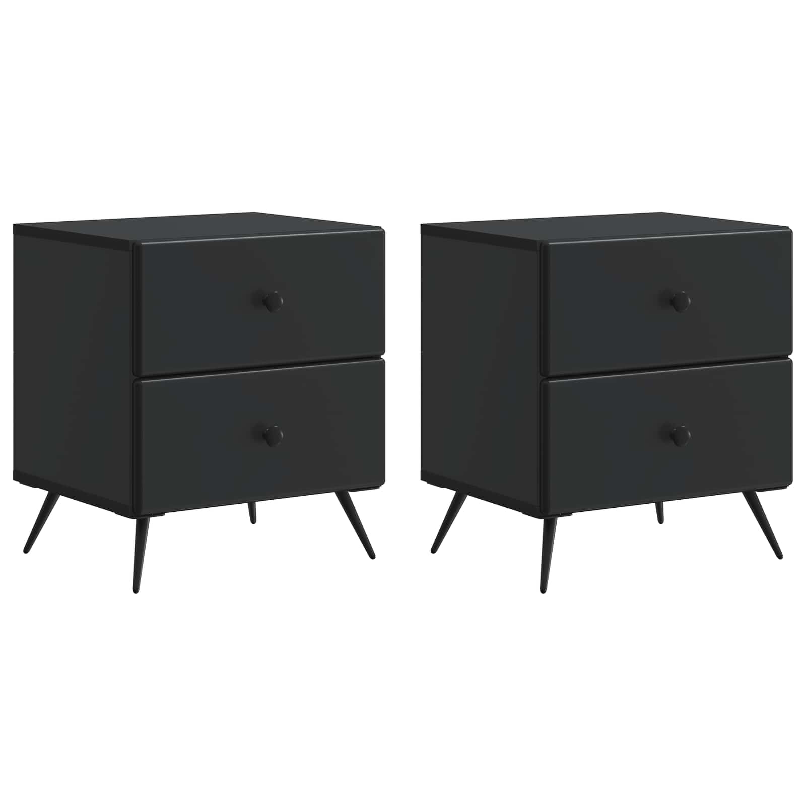 Noční Skříňka 2 Pcs Černá 43 X 34,5 X 47,5 Cm Kompozitní Dřevo