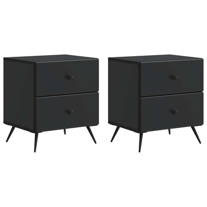 Noční Skříňka 2 Pcs Černá 43 X 34,5 X 47,5 Cm Kompozitní Dřevo