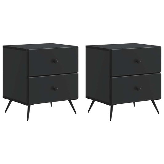Noční Skříňka 2 Pcs Černá 43 X 34,5 X 47,5 Cm Kompozitní Dřevo