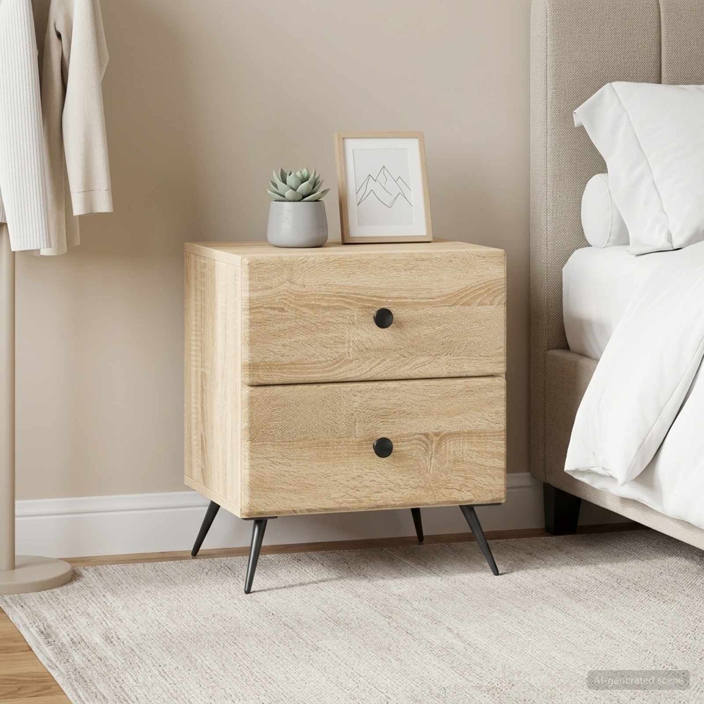 Noční Skříňka Se Zásuvkou 2 Pcs Dub Sonoma 43 X 34,5 X 47,5 Cm