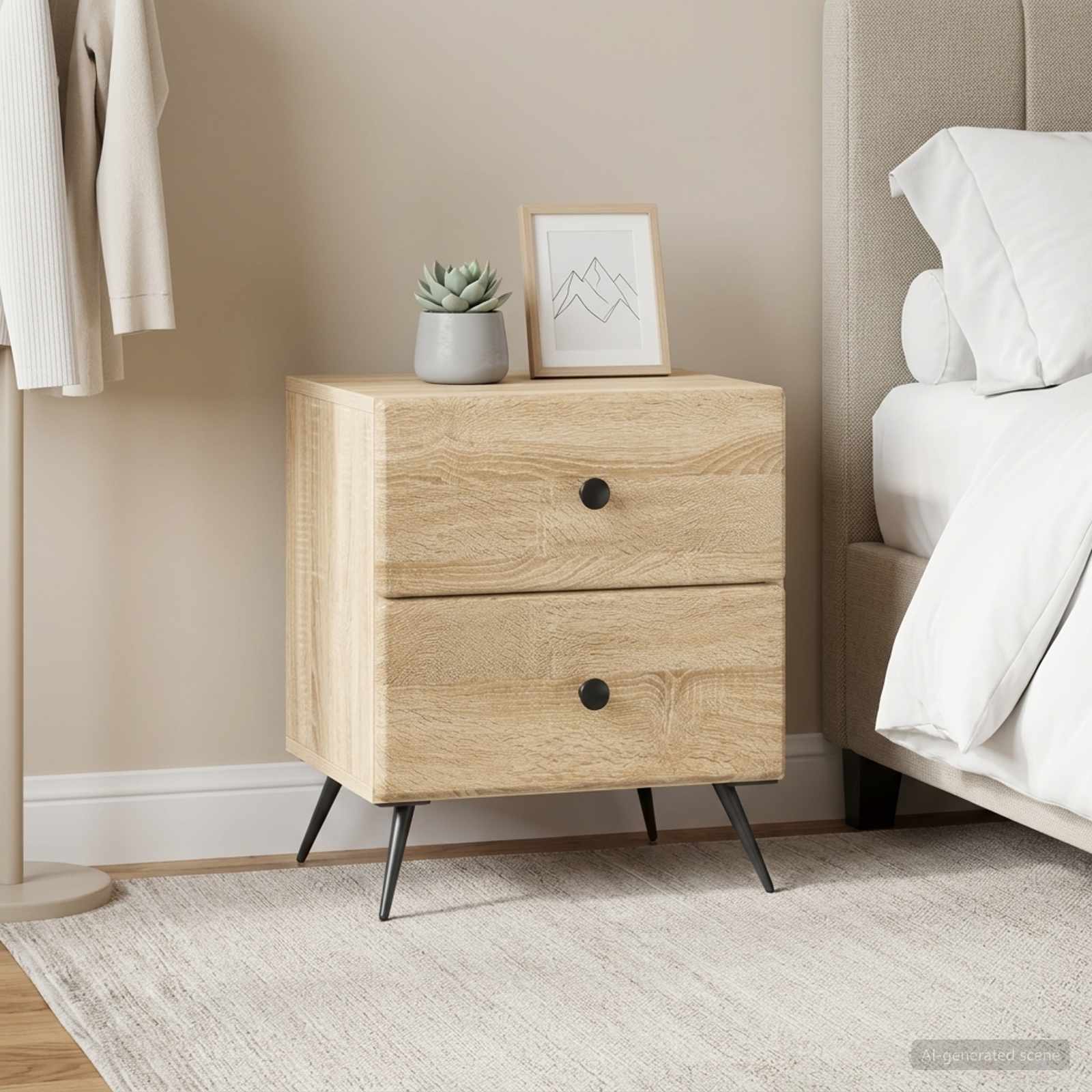 Noční Skříňka Se Zásuvkou 2 Pcs Dub Sonoma 43 X 34,5 X 47,5 Cm