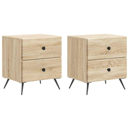 Noční Skříňka Se Zásuvkou 2 Pcs Dub Sonoma 43 X 34,5 X 47,5 Cm