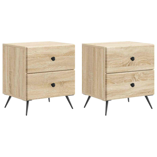 Noční Skříňka Se Zásuvkou 2 Pcs Dub Sonoma 43 X 34,5 X 47,5 Cm