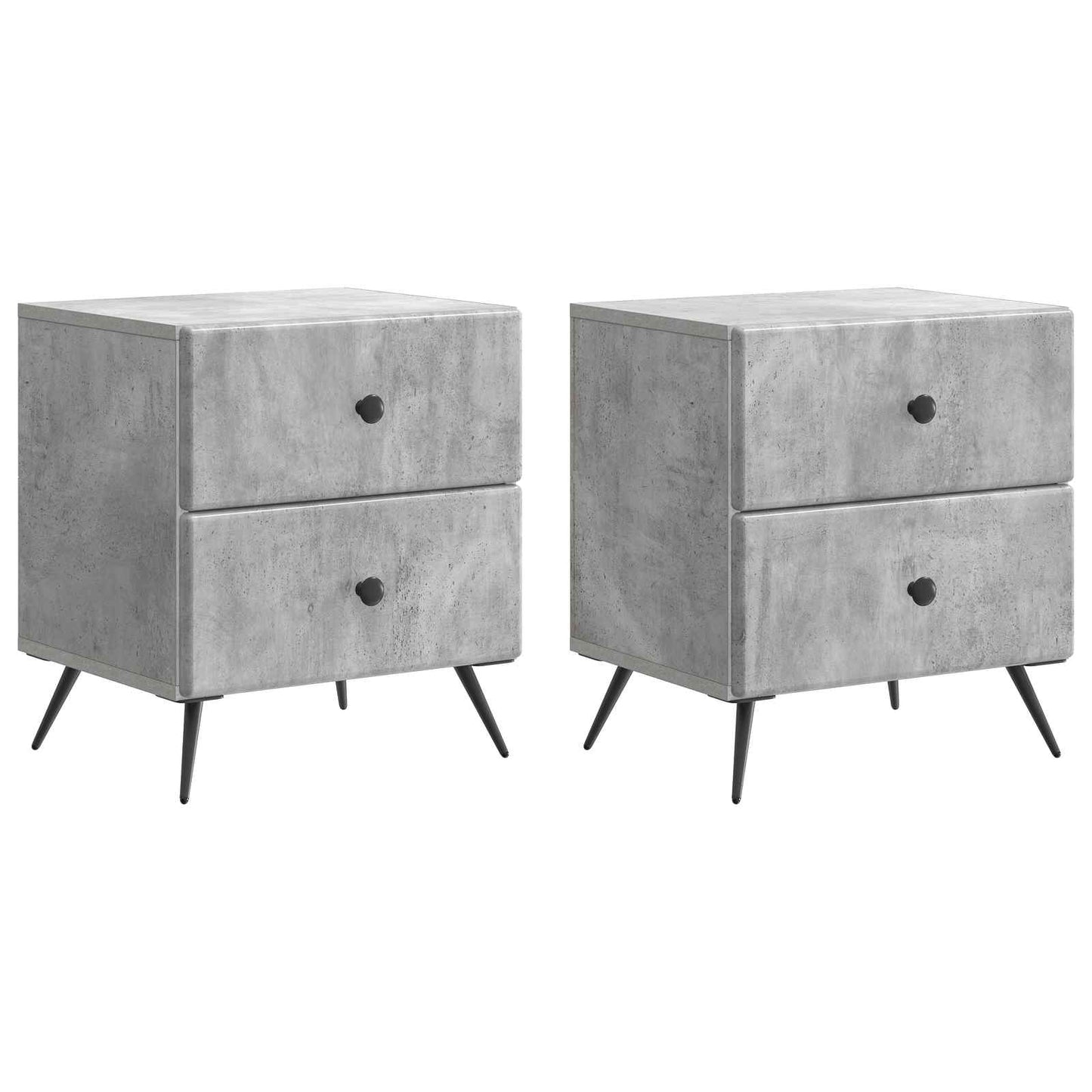 Noční Skříňka 2 Pcs Betonově Šedá 43 X 34,5 X 47,5 Cm
